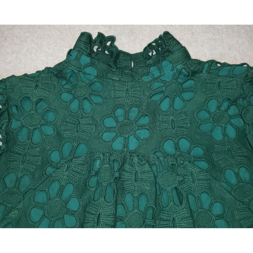 TUCKERNUCK Green Lace Palmerston Dress Size M Eyelet Ruffle Collar NWT - Picture 13 of 16